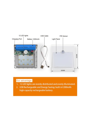 Vkemall 2'li Usb Şarjlı Hareket Sensörlü Gece Lambası, Islak Beyaz Işık, Parlaklık Ayarlı, Çekiçli Montaj Diğer