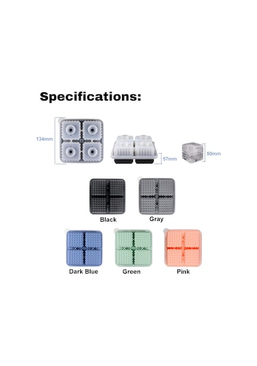 Xiyyadms Yemek Dereceli Silikon Buzluk, 4 Kare Büyük Buz Küpü, Yavaş Erime, Whiskey Ve Kokteyller İçin Ev Kullanıma Uygun, Yeşil Renk Çok Renkli