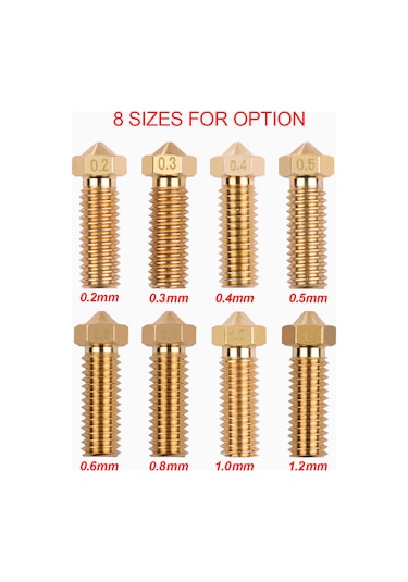 Qingmipy 3 Adet Altın Renkli Bakır Volkan Nozzle, 0.6mm Çıkış Çapı, 1.75mm Filament Uyumlu 3d Yazıcı Aksesuarı
