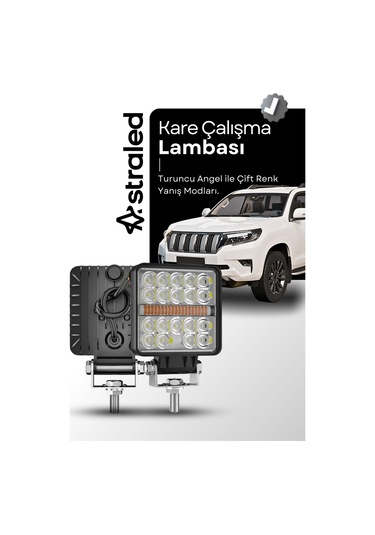 120w 12-24 Volt Kare Sis Farı Drl Turuncu Oto Çalışma Lambası Atv Kamyon Tır Traktör Offroad