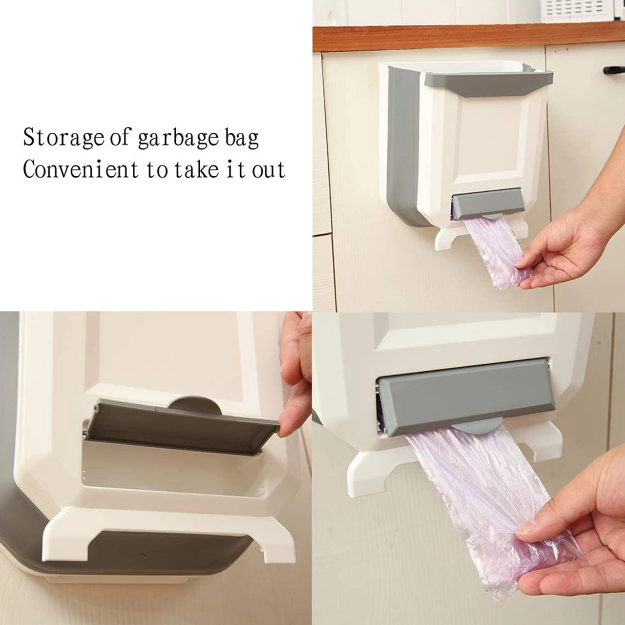 Fosenze Küçük Boy 8l Beyaz Duvarlı Katlanabilir Mutfak Çöp Kutusu - Pp+tpr Malzeme, Kuru-ıslak Sınıflandırma, Zırhlı Taşıma Kapasitesi