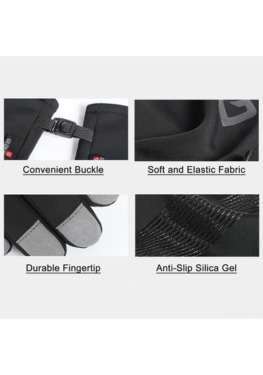 Erkek Kış Dokunmatik Eldivenler Kaymaz Polar Su Geçirmez Termal Spor Eldivenler Siyah