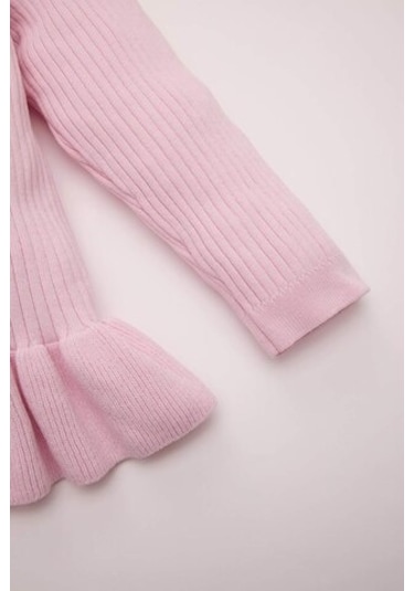 DeFacto Kız Bebek 2'li Takım Uzun Kollu Düğmeli Kazak Beli Lastikli Triko Alt C9762A524WNPN105 Pembe