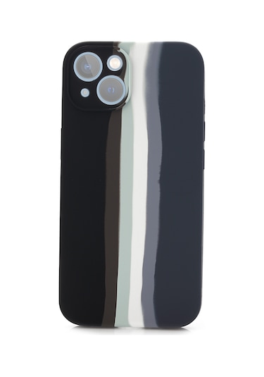 İphone 12 Uyumlu Kılıf Gökkuşağı Rainbow Lansman Silikon-leke Tutmayan Yüzey-tam Koruma Sağlar Siyah