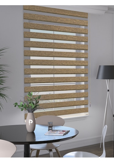 Br Perle Kırçıllı Kahve Renk Bambu Stor Zebra Perde Yüksek Kalite Alüminyum Kasa Kırçıllı Kahve