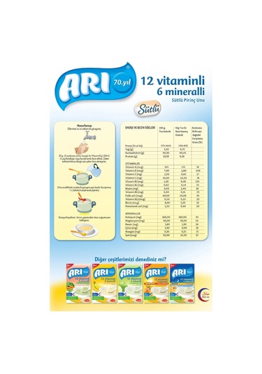 Arı Gece 12 Vitaminli 6 Mineralli 7 Tahıllı Sütlü 6+ Ay Pirinç Unu 250 G