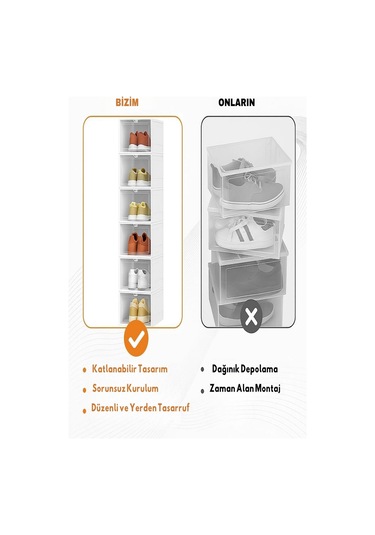 Katlanabilir, 6'lı Ayakkabı Saklama Kutusu, Pratik Organizer
