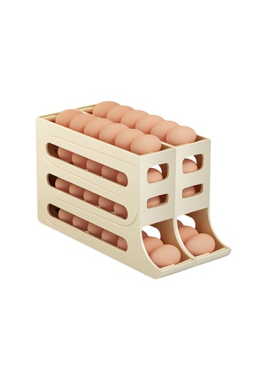 Reedark Buzdolabı İçin 4 Katlı Otomatik Yumurta Organizatörü - 30 Yumurta Kapasiteli, Yer Tasarruflu Yumurta Dispenseri 2'li Paket Açık Sarı Çok Renkli