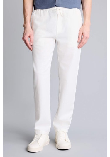 Defacto Regular Fıt Beli Lastikli Pamuklu Pantolon D2671ax26smer100 Ekru-er100