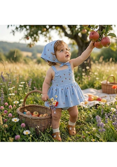 Ministok Dryad Saç Aksesuarlı Kiraz Nakışlı Kız Bebek Romper Mavi Ministok Dryad Saç Aksesuarlı Kiraz Nakışlı Kız Bebek Romper Mavi
