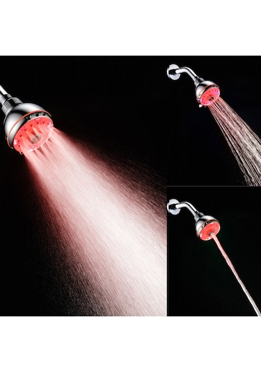 Geeksen Renkli Flaş Işıklı Led Duş Başlığı 3 Ayarlı Yağmur Duş Başlığı Ayarlanabilir Banyo Duş Başlığı Cilalı Krom Banyo Yağmur Duş Başlığı Değiştirme Diğer