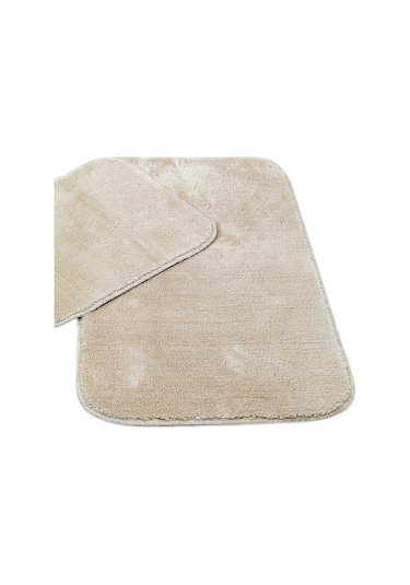 Elart Banyo Paspas Takımı 2'li Kaydırmaz Tabanlı Peluş Dokuma Doly Krem