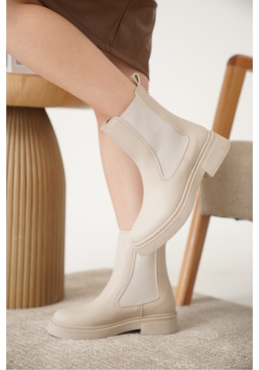 D0742 Soğuk Geçirmez Kışlık Kadın Bot & Bootie Nut