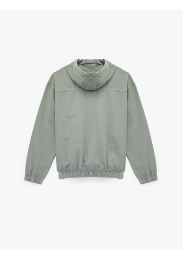 Koton Pamuklu Cepli Uzun Kollu Fermuarlı Oversize Kapşonlu Jean Ceket Taş 6wam50003nd Taş