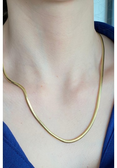 Zümrüt Sarraf 14 Ayar Yeşil Altın Kadın Tondo Ezme Zincir Kolye N11.47503