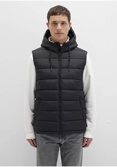 Mavi Kapüşonlu Şişme Siyah Erkek Yelek M0110604-71379 Siyah