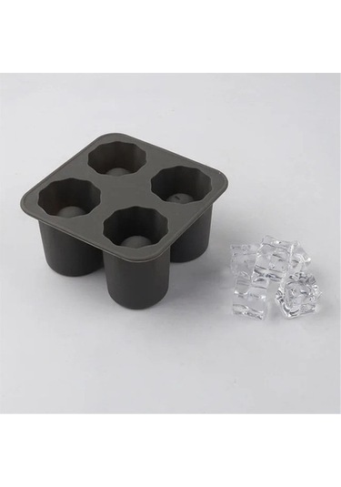 Didadodo Silikon Küp Kalıp Fincan - 4'lü Buz Kalıbı, Siyah - 2 Adet Siyah Yeni Tasarım Siyah