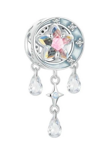 Fastbuy S925 Ayar Gümüş Yıldız Ay Dreamcatcher Boncuk Set, Renkli Püskül Dıy Aksesuar Çok Renkli