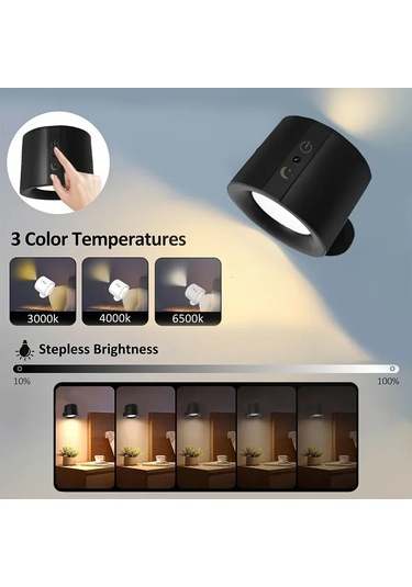 Liangmei Modern Manyetik Dokunmatik Led Duvar Lambası Şarj Ahşap