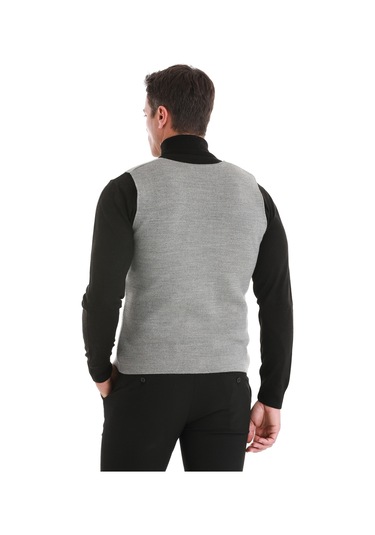 Gri Regular Fit Düz V Yaka Triko Yelek 34171023a002 007