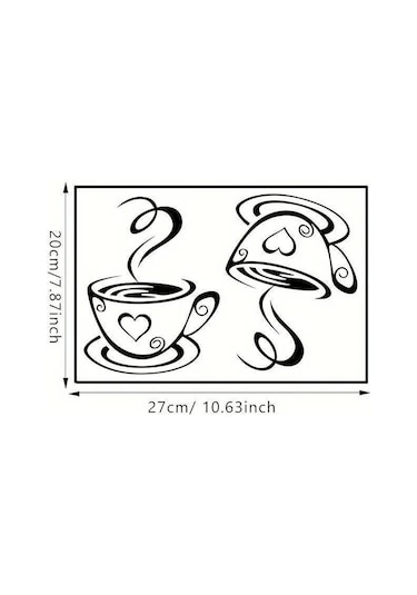 Geekyou "kahve Fincanı Desenli Otomatik Yapışkan Duvar Sticker - Suya Ve Isıya Dayanıklı, Odoruz, Canlı Dekor İçin" Siyah