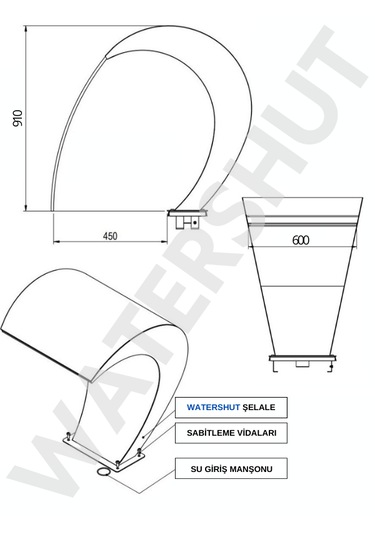 600x900mm Kobra Tip Havuz Şelalesi Et Kalınlığı 1,5mm
