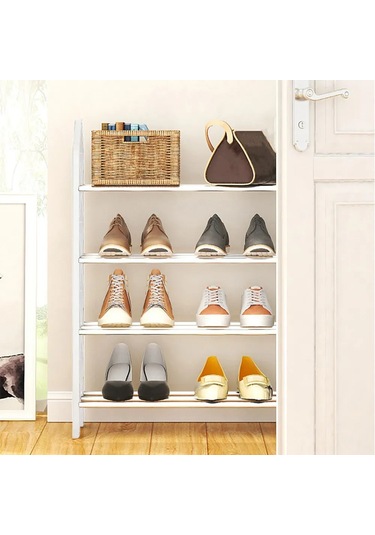 Kangvka 4 Katlı Metal Ayakkabı Rafı, Dayanıklı Çelik, Kolay Montaj, 42x58x58 Cm, Ev/ofis/çatı Katı Kullanıma Uygun Beyaz