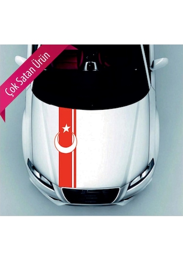 Ay Yıldız Kaput Şerit Oto Sticker Kırmızı