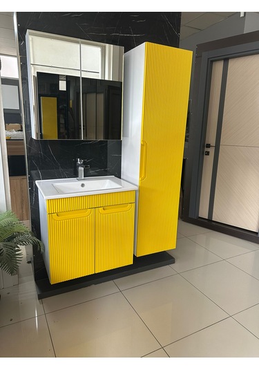 65 Cm Lake Banyo Dolabı Aynalı Ve Boy Dolaplı Kendinden Kulplu