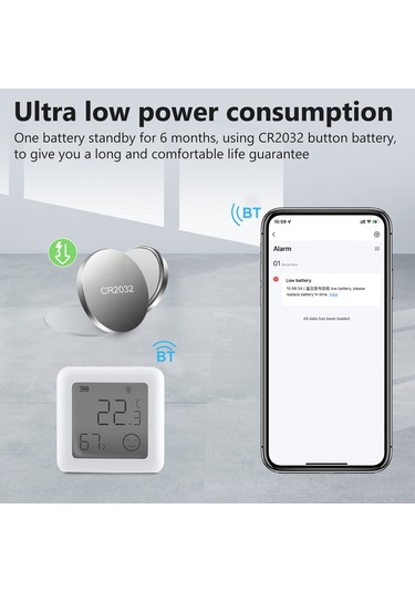 Lemestar Akıllı Ev Bluetooth Nem Ve Sıcaklık Sensörü, Lcd Ekranlı, Gerçek Zamanlı Tespit, Uygulama İle Kontrol Edilebilir