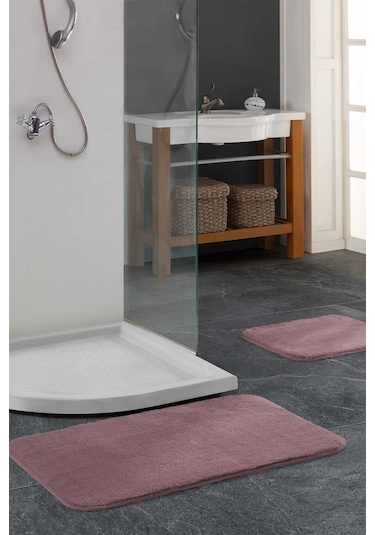 Elart Banyo Paspas Takımı 2li kaydırmaz tabanlı peluş gülkurusu Gülkurusu