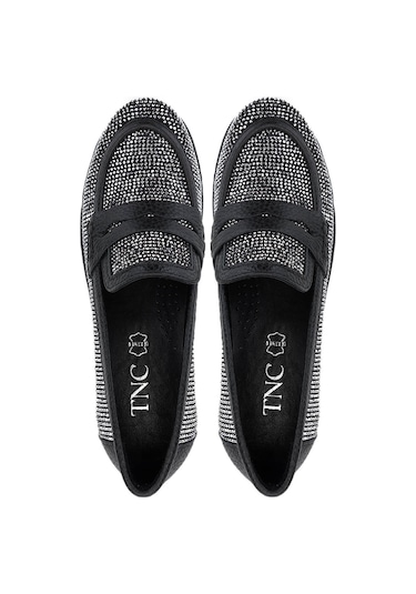 Tamer Tanca Kadın Hakiki Deri Beyaz Taşlı Loafer Ayakkabı 937 23043 Bn Ayk Y25 Beyaz Taslı Beyaz