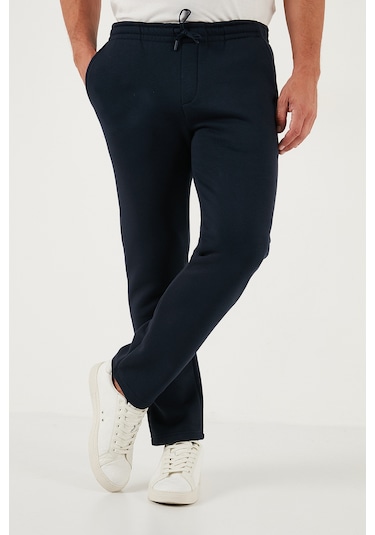 Buratti Pamuklu Regular Fit Normal Bel Şardonlu Erkek Eşofman Altı 5908040 Koyu Lacivert