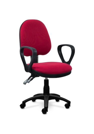 Ofiscombin Ofis Büro Sırt Ayarlanabilir Döner Tekerlekli Öğrenci Ders Çalışma Koltuğu Bordo Kumaş 00047499203