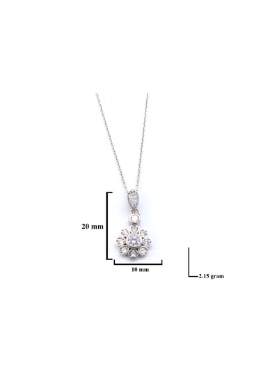Ferizz Zirkon Taşlı Çiçek Model Gümüş Kolye Gk-338