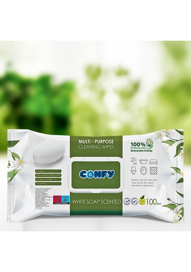 Confy Yüzey Temizlik Havlusu Ve Mendili Beyaz Sabun Kokulu 100
