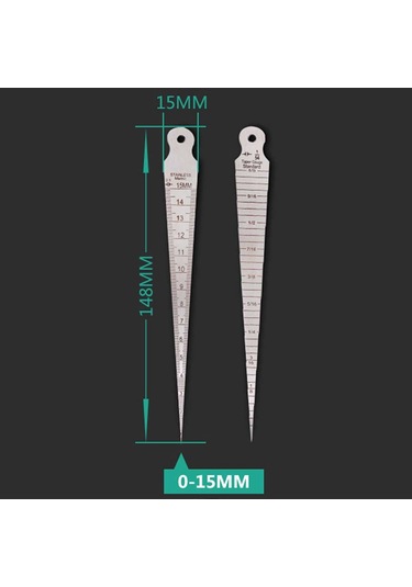 Kama Feeler Boşluğu 1-15mm Ince Paslanmaz Çelik Cetvel Muayene Konik Ölçer Metrik Emperyal Ölçü Aracı