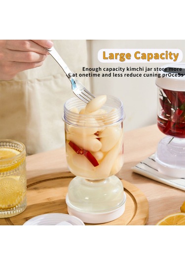 Aubyhe Beyaz Plastik 800ml Gıda Depolama Kavanozu, Islak-kuru Ayırıcı Filtre, Katlanabilir Çatal, Görünür Kapaklı, Mutfak Tuzlama Ve Su Ayırma Kabı Beyaz