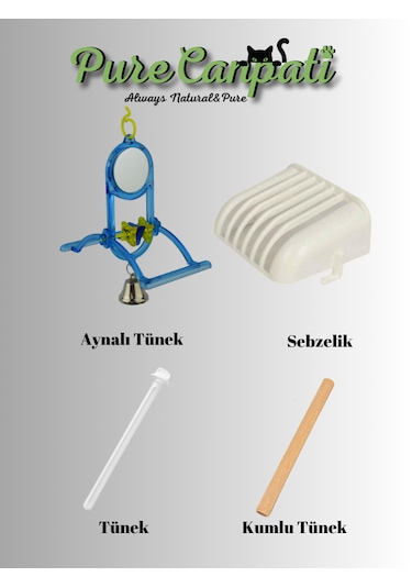 Purecanpati Aynalı Tünekli Salıncak Ve Kafes Aksesuar Seti