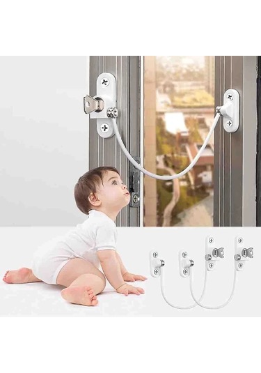 Adet Pencere Sınırlayıcı Kilidi Pencere Sınırlayıcı Bebek Pencere Kilidi Pencere Kilidi Kapı Kilidi Renk: Beyaz