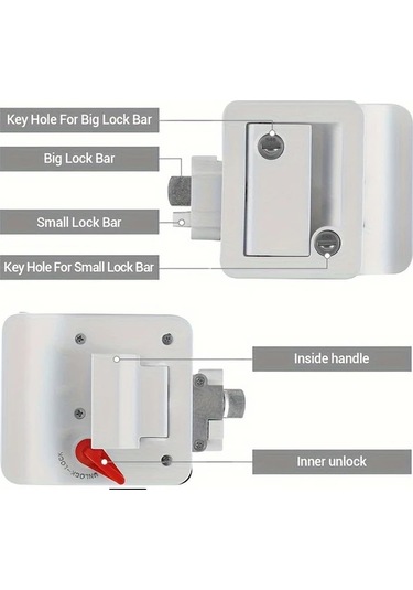 Dream011 Beyaz Rv Çift Anahtarlı Kapı Kilidi, Paslanmaz Çelik, Pratik Mekanik Kilit Kolu, Kolay Montaj