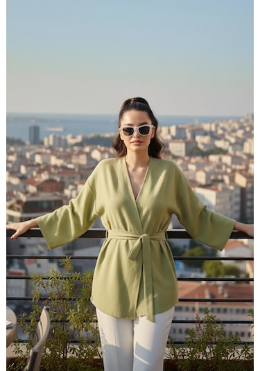 Kadın Kuşaklı Kimono 1177 Yeşil