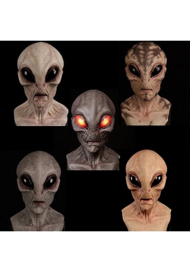 Uzaylı Lateks Maske Cadılar Bayramı Uzaylı Korku Maskesi Başlığı Uzaylı Gri Diğer
