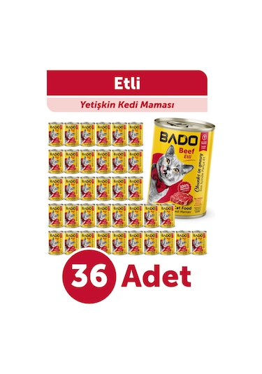 Bado Yetişkin Yaş Kedi Maması Etli Biftekli 400gr 36'lı