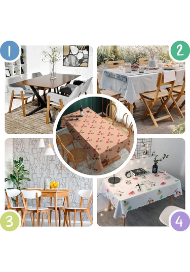 Noel Desenli Dikdörtgen Masa Örtüsü 60x120 İnç, Su Geçirmez Ve Leke Tutmaz-a169 Açık Pembe