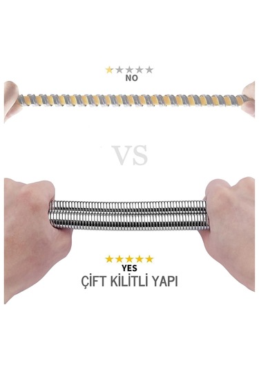 Paslanmaz Kopmaz Patlamaz Kaliteli Çelik Duş Hortumu - 150cm