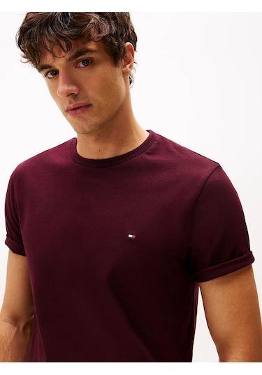 Tommy Hilfiger Klasik Sıfır Yaka T-shirt Bordo