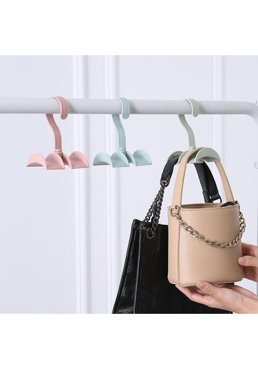 Pembe Rotasyon Elbise Organizatör Çanta Eşarp Dolap Giyim Çanta Depolama Çubuk Depolama Askı Kancası Çanta Asılı Raf Tutucu Kanca Pembe