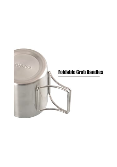 Qingmipy 304 Çelik İki Katlı Fırça Kollü İçecek Bardağı, Isı Yalıtımı, 300ml, Dış Mekan, Kamp, Dağcılık İçin Diğer