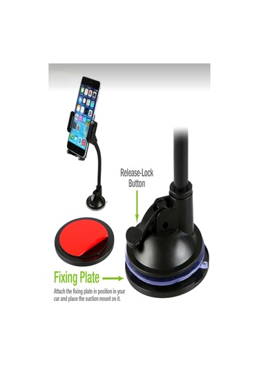 Caruc Oto Telefon Tutucu Spralli Vantuslu Siyah 35cm